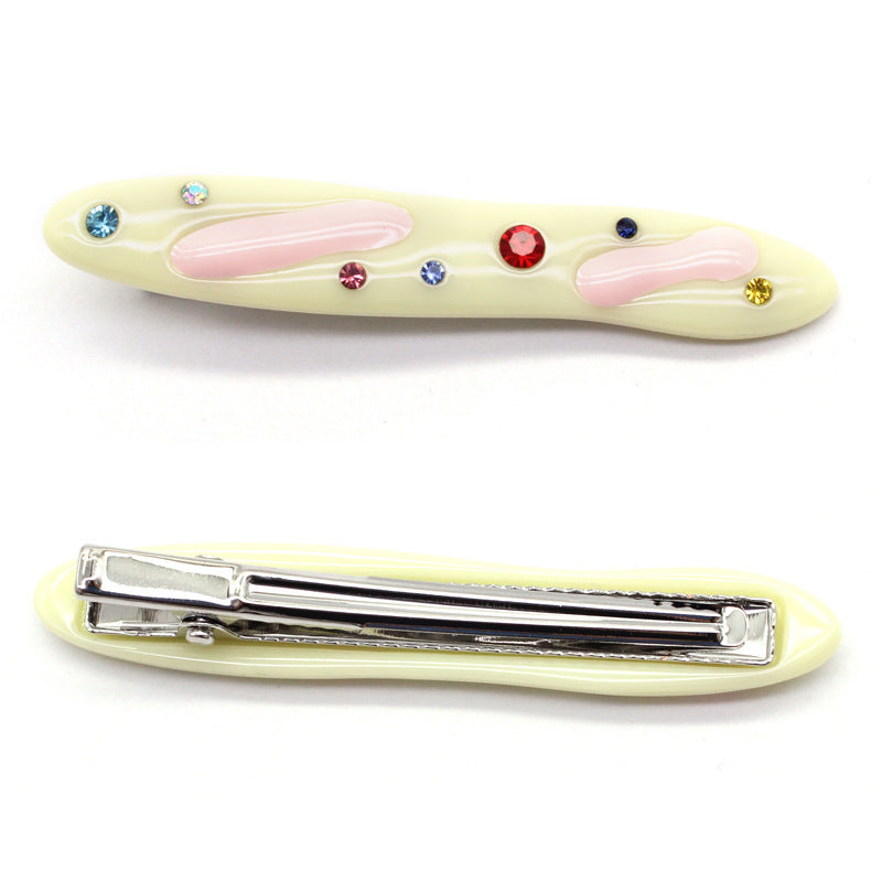 Women's Candy Color Resin Diamond Drop Oil Barrettes