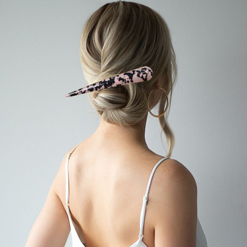 Best Ornament Korean Style Acrylic Barrettes Tweezers Large Ox Horn Hairpin French Version Grip