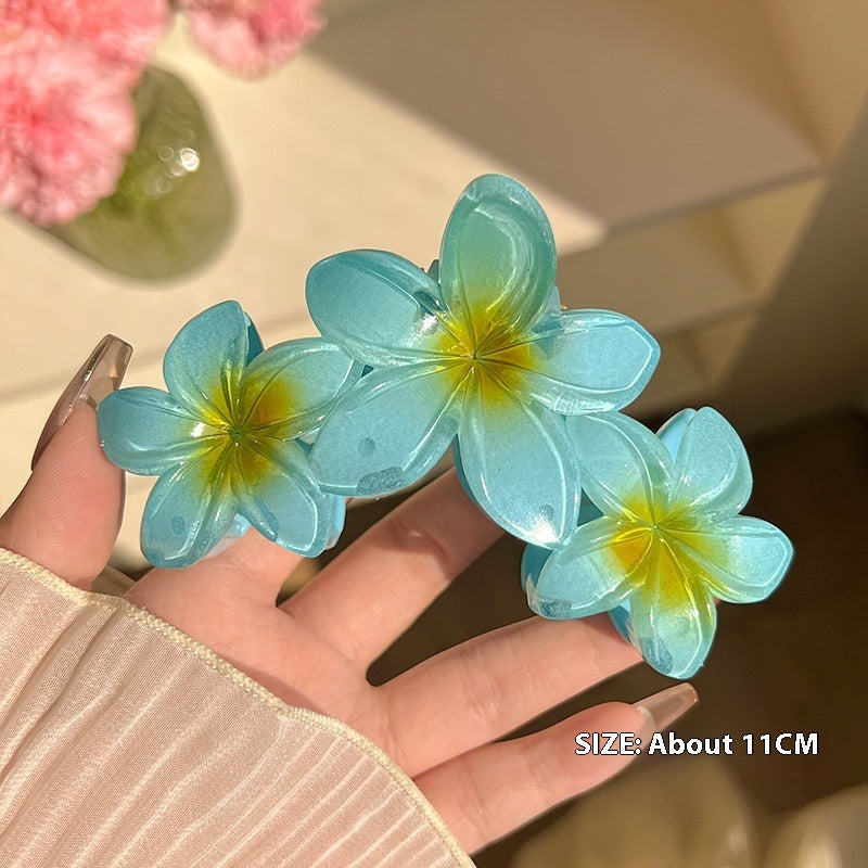 Three Flowers Plumeria Rubra Large Hair Clip Female