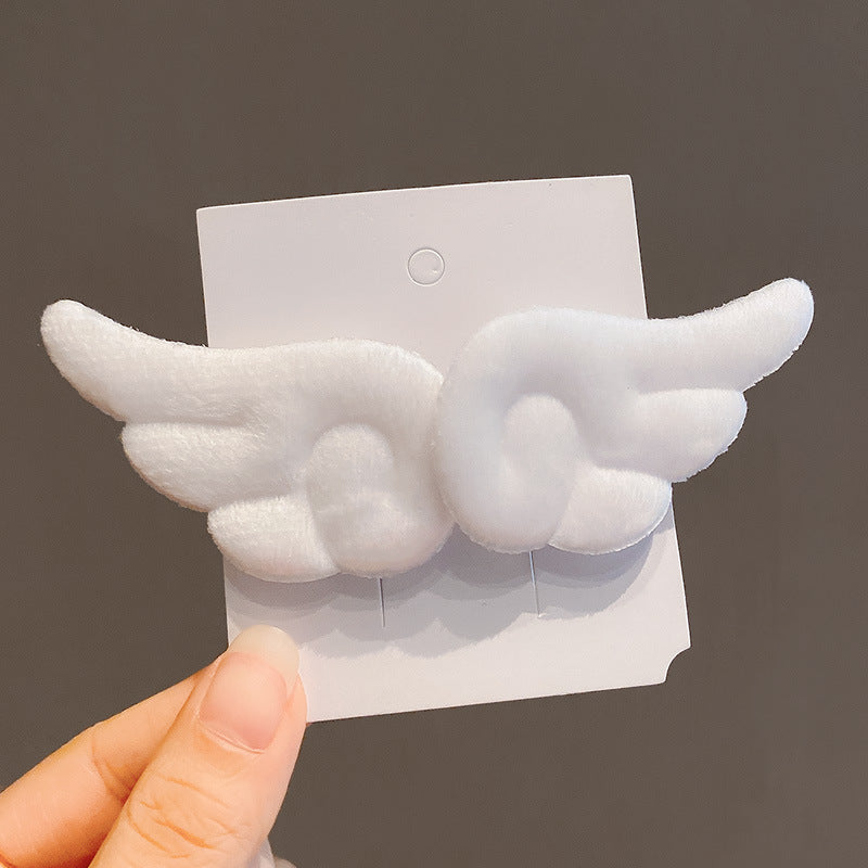 Little Girl Bang Clip Cute Plush Hair Accessories Angel Wings A Pair Of Hairclips