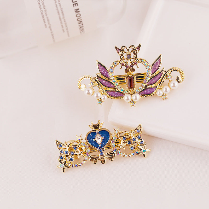 Fairy Tale Crown Hair Accessories Love Crown Wings Pearl Top Clip