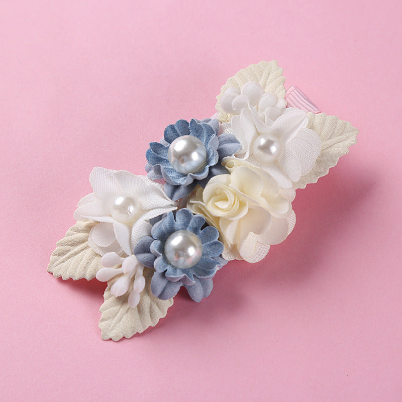 New Three-dimensional Flower Children's Pearl Hair Clip