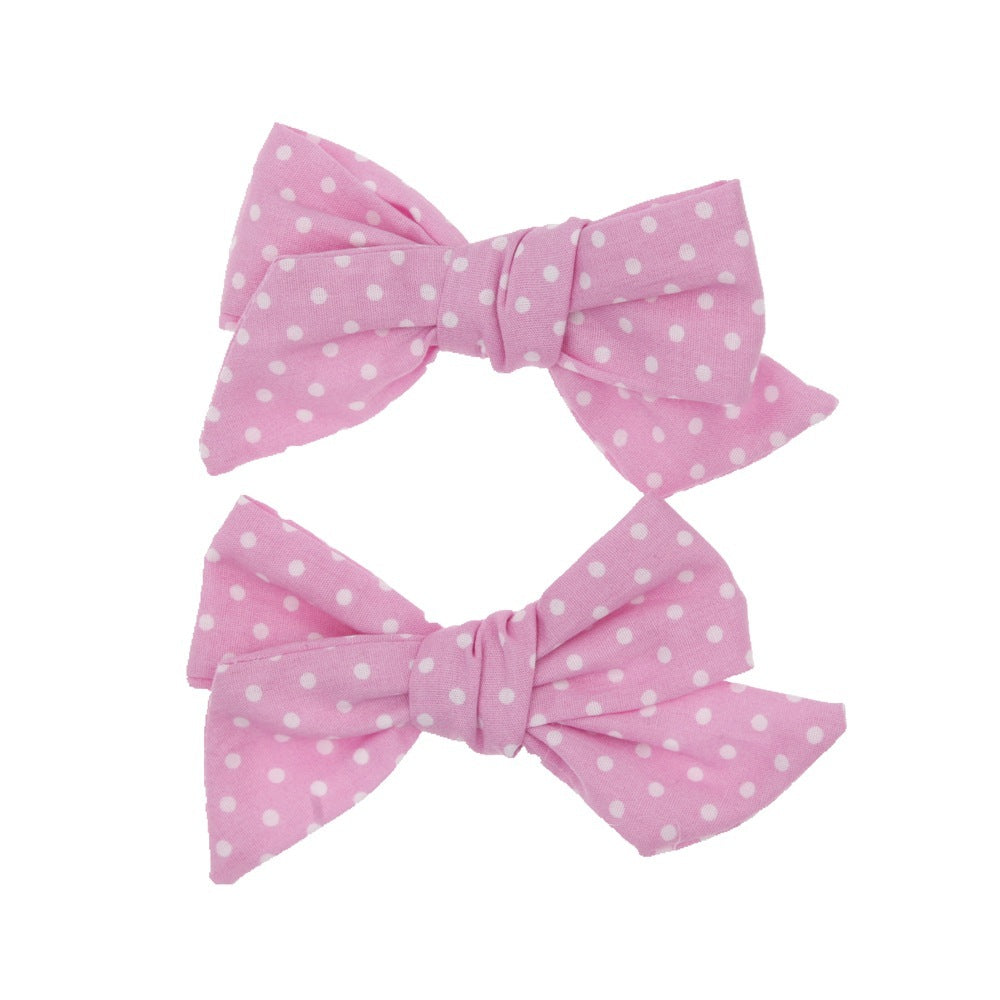 Baby Children's Cloth Soft Nylon Bow Barrettes Two-piece Set
