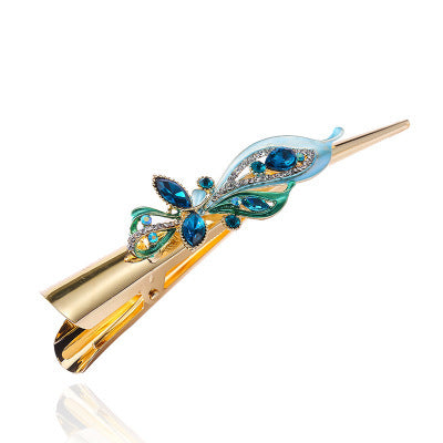 Painted golden crystal plate hair clip