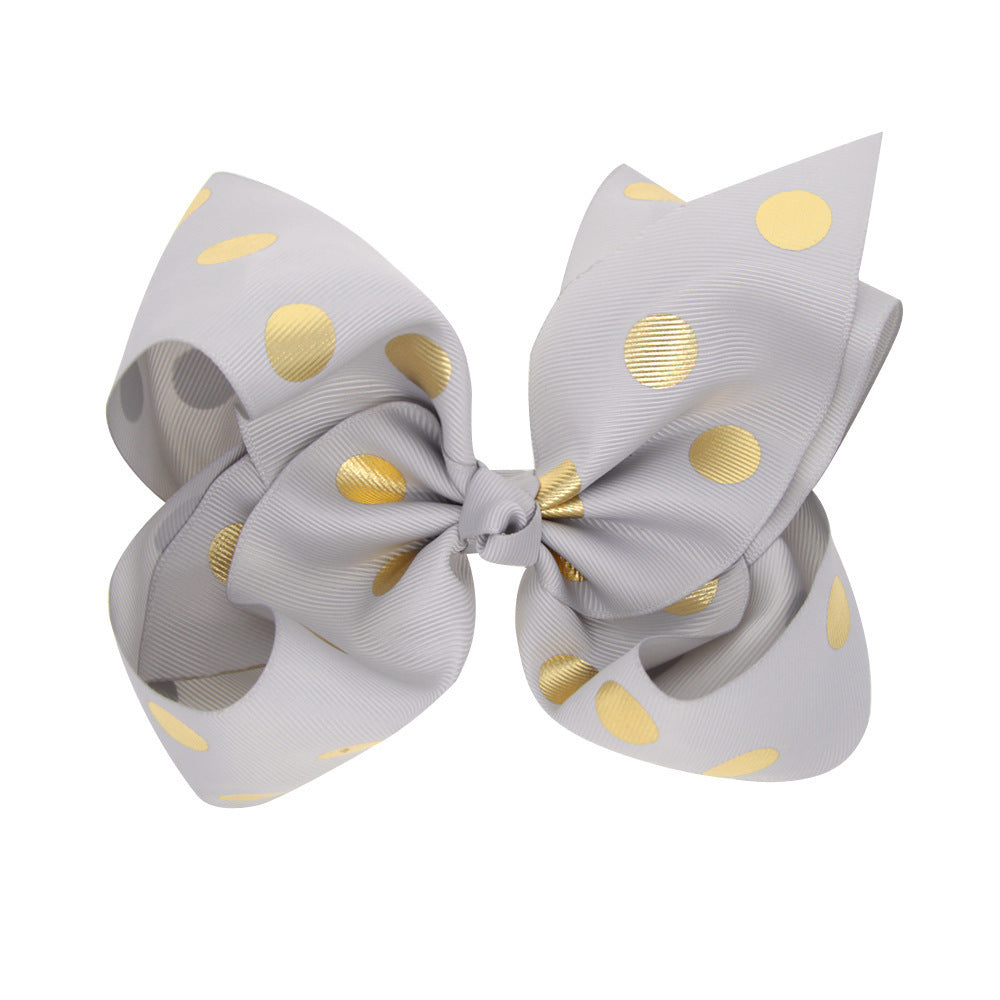 8 Inch Large Bronzing Dot Bow Hair Clip