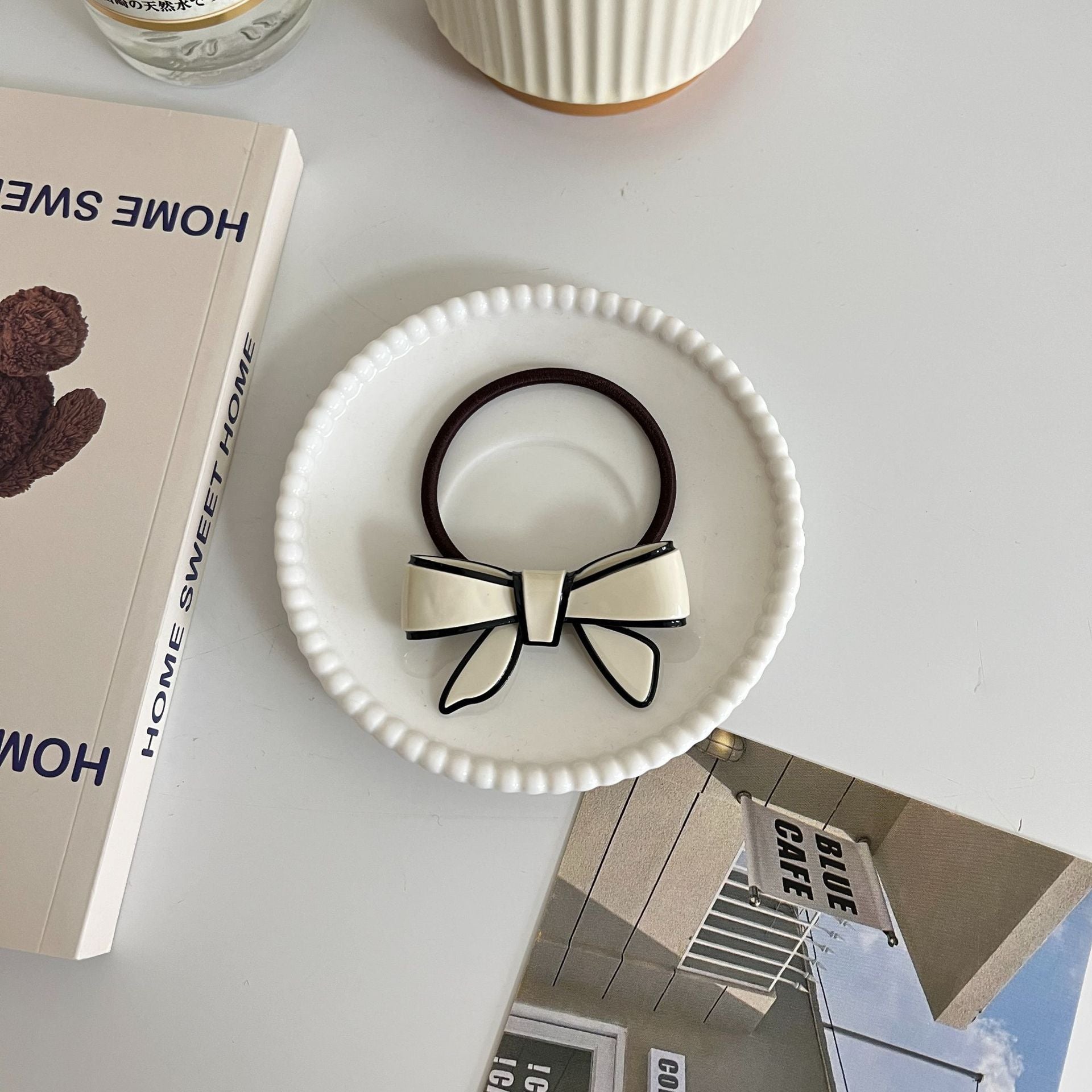 French Retro Acetate Bowknot Hair Ring