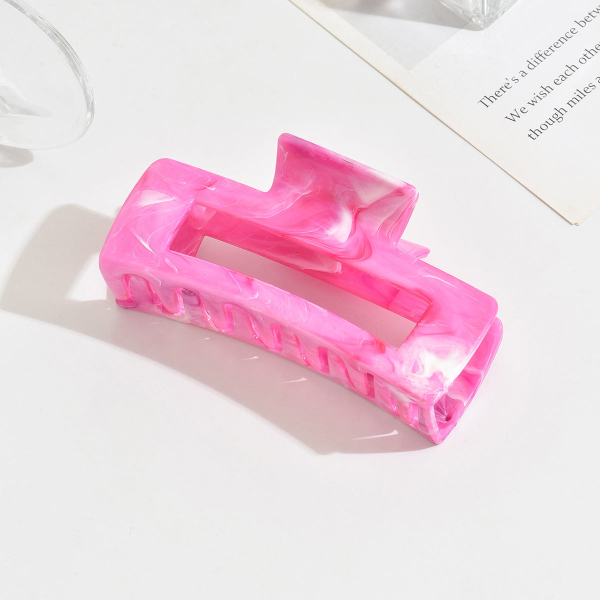 Women's Summer Marble Color Rectangular Barrettes