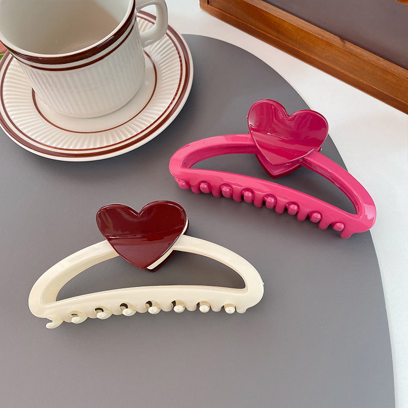 Large Love Heart-shaped Hairpin Semicircle Updo Claw Back Head Shark Clip Hair