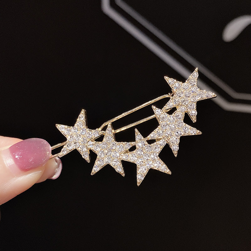 Five-pointed star rhinestone hair clip Liu Haibin clip