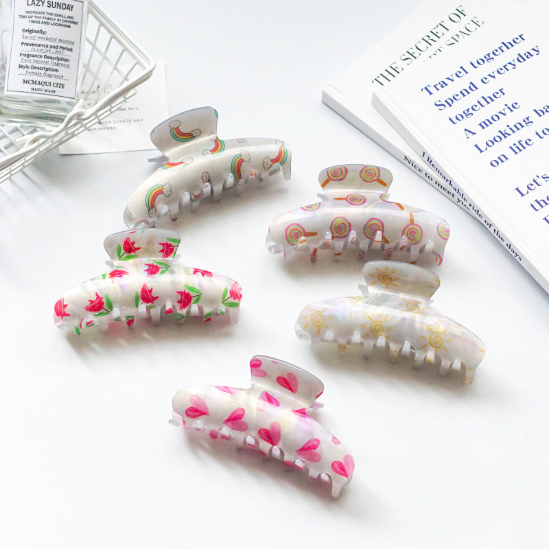 Summer Print Sweet Girl Grab Clip Hair Accessories