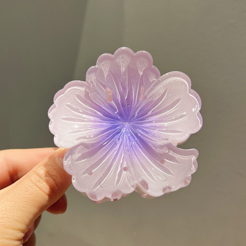 Gradient Color Curly Heart Flower Barrettes Large Headdress