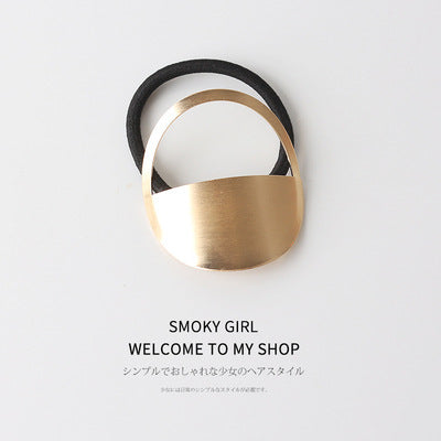 European And American Ins Cold Style Geometric Metal Brushed Hollow Hair Ring