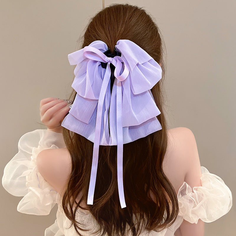 Super Fairy Cloud Polka Dot Grip Bow Mesh Barrettes