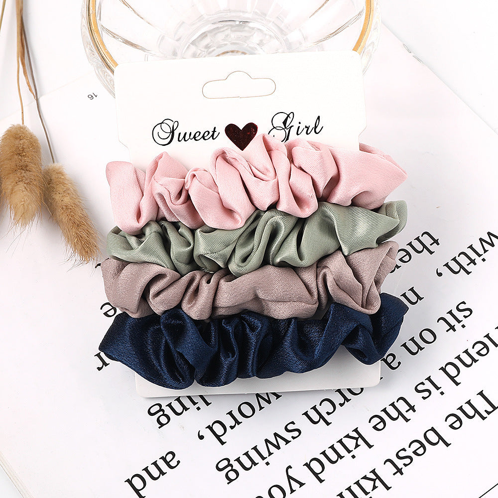 Simple Fabric Large Intestine Hair Ring Candy Color Hair Rope Large Intestine Ring Set