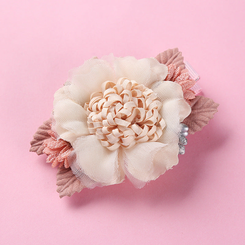 New Three-dimensional Flower Children's Pearl Hair Clip