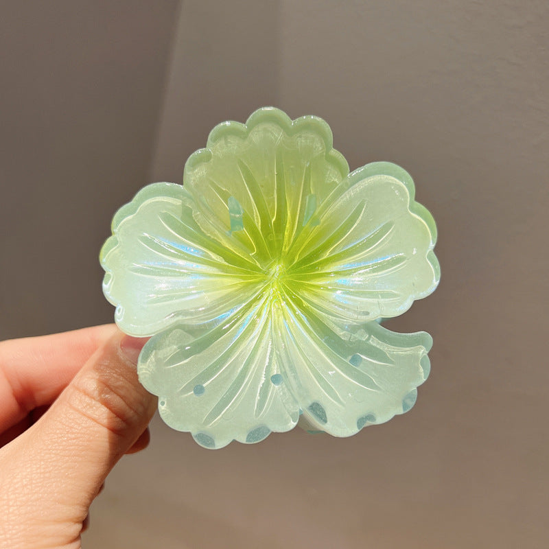 Gradient Color Curly Heart Flower Barrettes Large Headdress