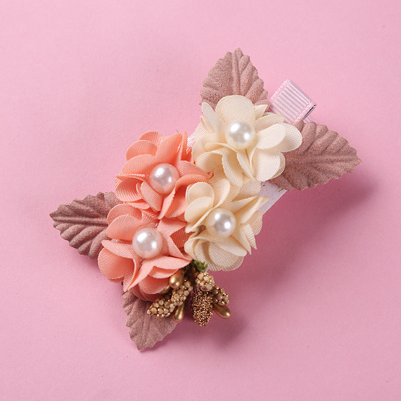 New Three-dimensional Flower Children's Pearl Hair Clip