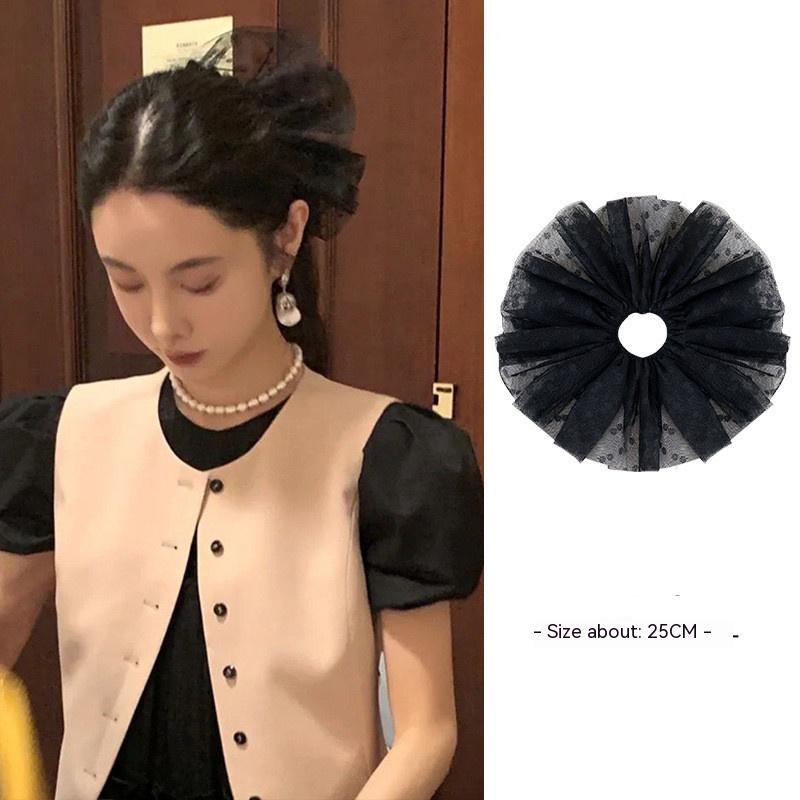 Women's Temperament Mesh Polka Dot Large Intestine Hair Ring