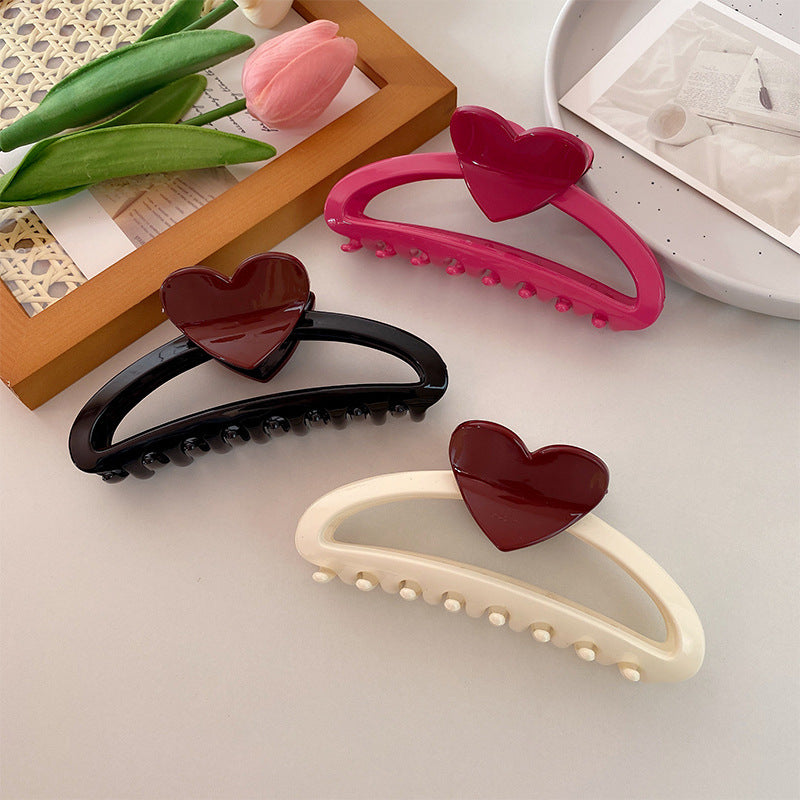 Large Love Heart-shaped Hairpin Semicircle Updo Claw Back Head Shark Clip Hair