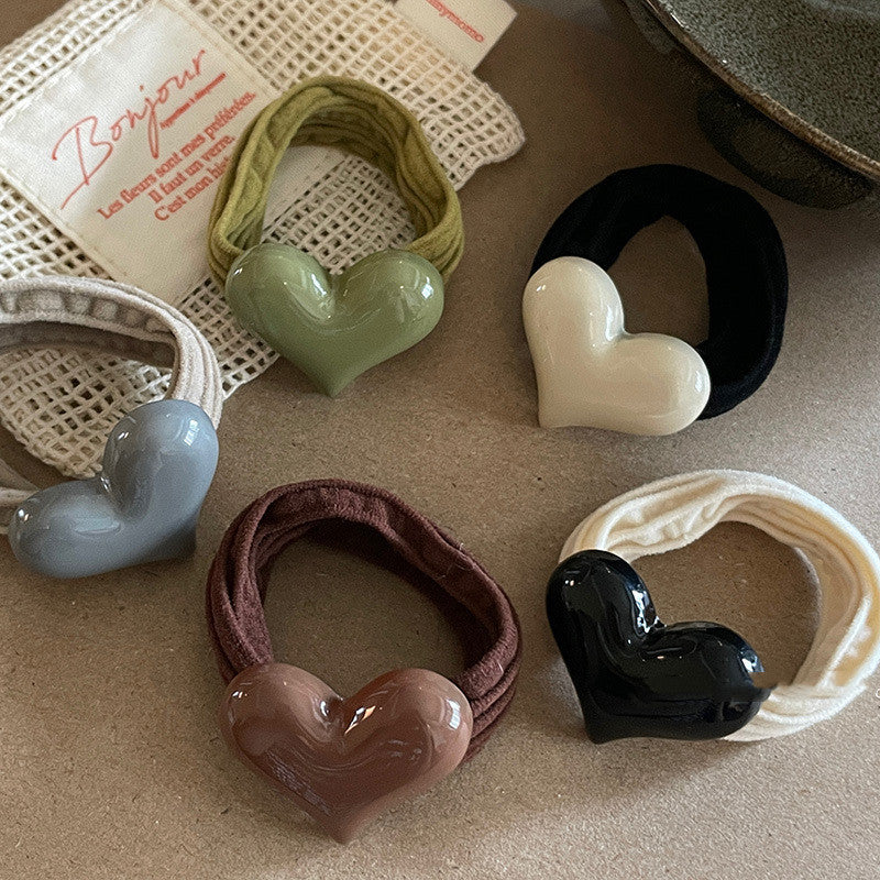 Heart Acrylic Hair Rope High Elastic Durable Hair Ring