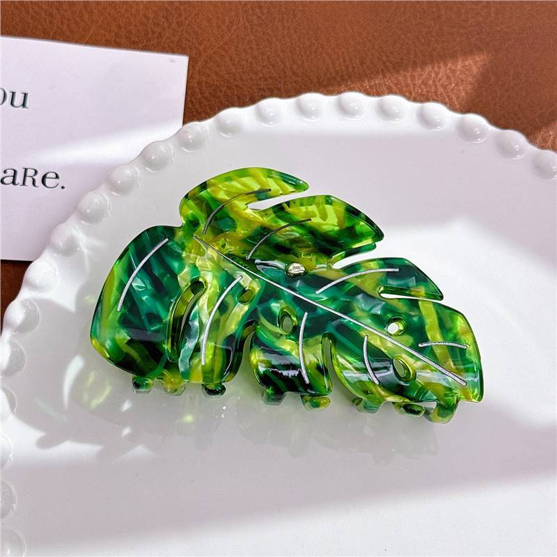 Creative Decorative Colorful Acetate Leaves Barrettes