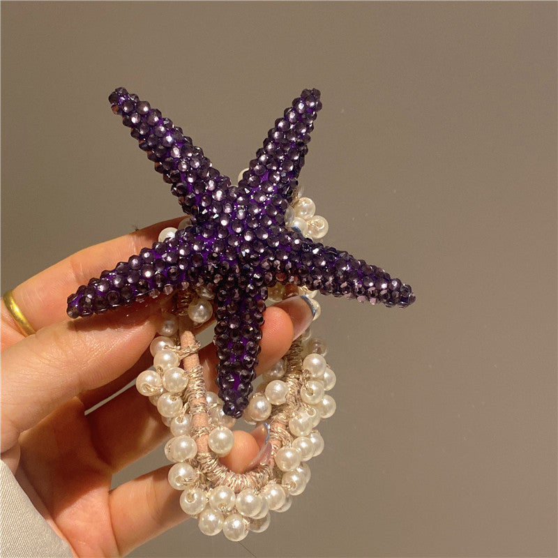 Lovely Starfish Hair Ring Pearl Star Head Rope