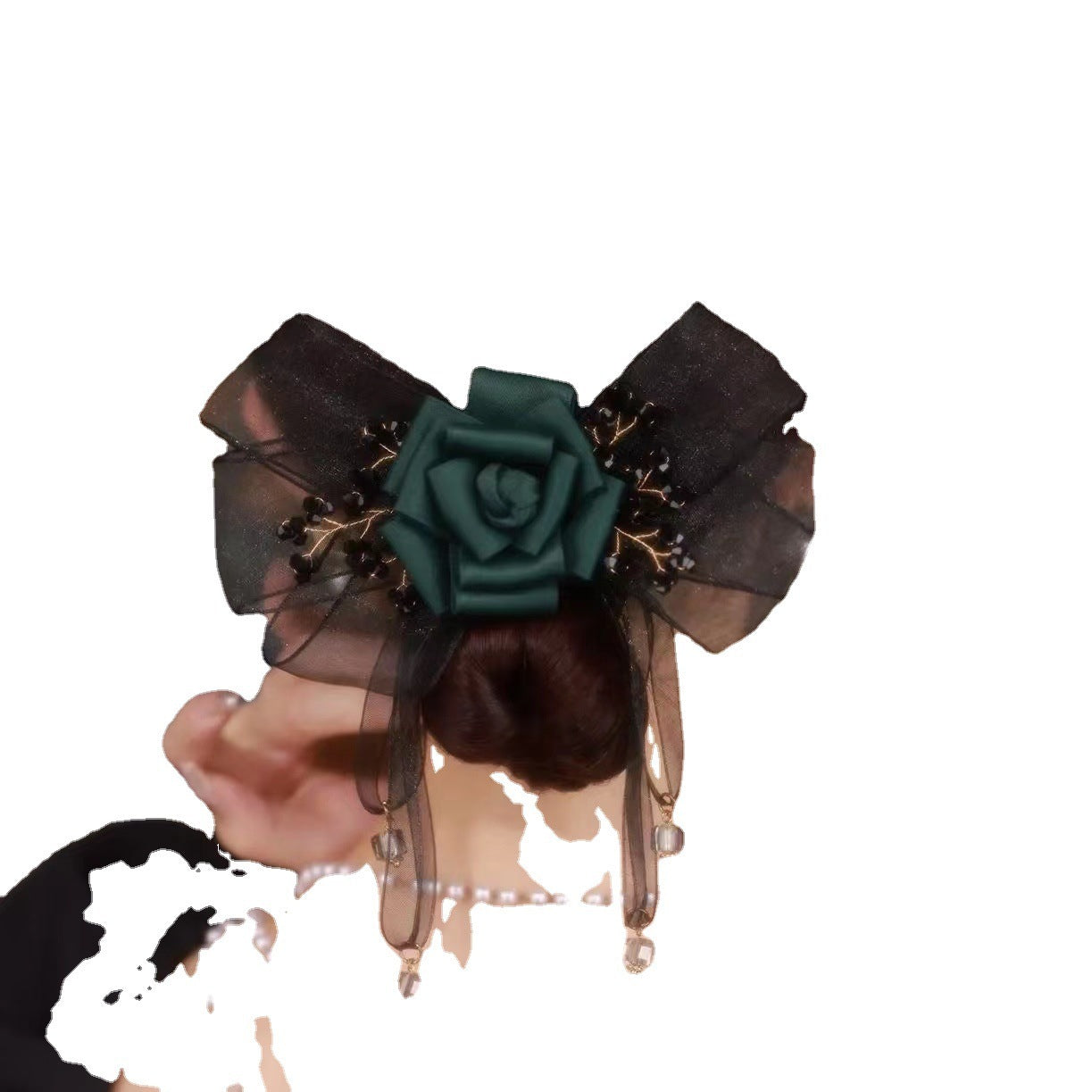 Best Gauze Ribbon Crystal Clip Hair Accessories