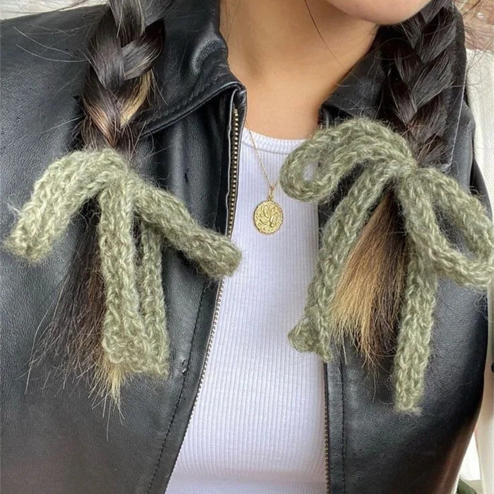 Handmade Mohair Super Q Knitted Bowknot Hair Ring