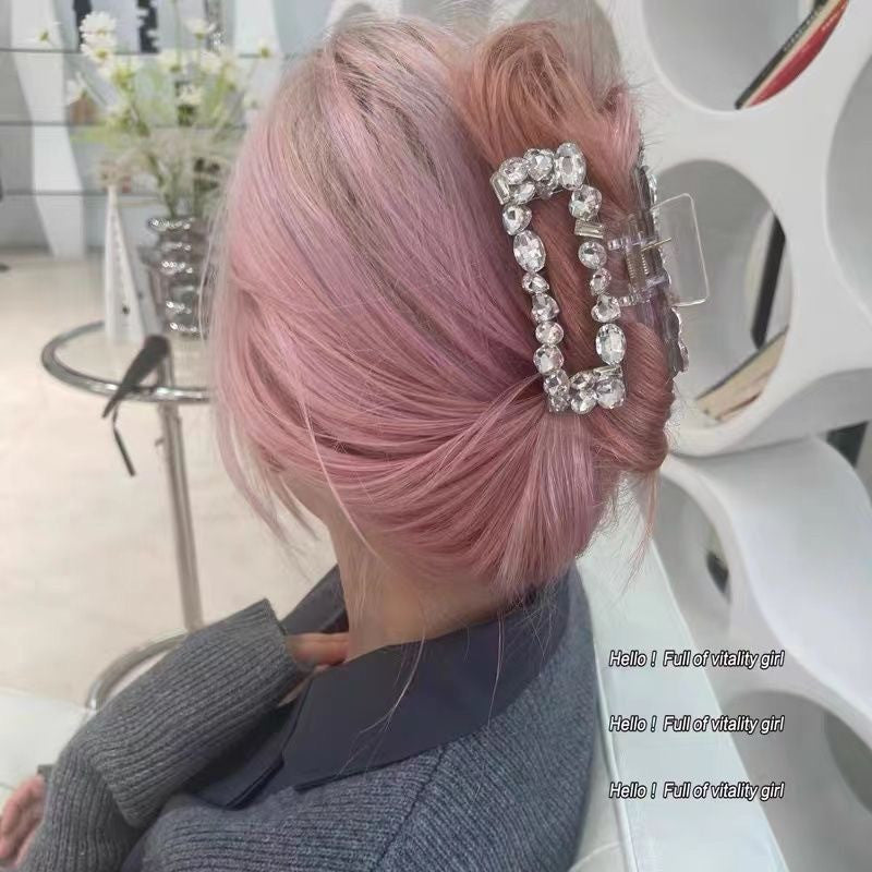 Transparent Rhinestone Grip Back Head Shark Barrettes