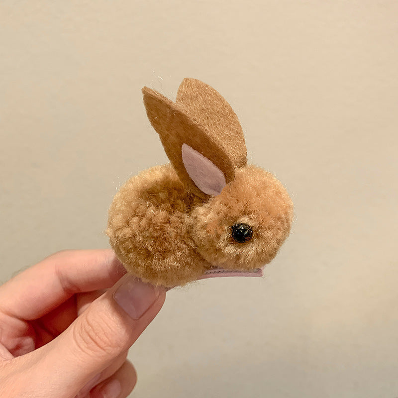 Cute Bunny Three-dimensional Barrettes Children's Plush Clip
