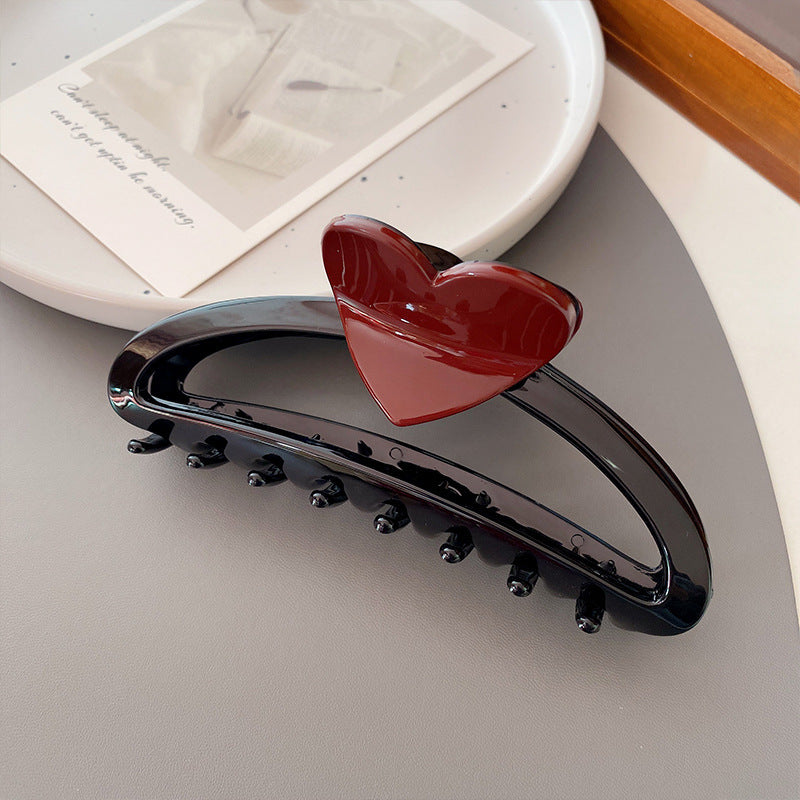 Large Love Heart-shaped Hairpin Semicircle Updo Claw Back Head Shark Clip Hair