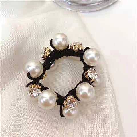 Elegant Pearl Hair Ring Horsetail Headwear