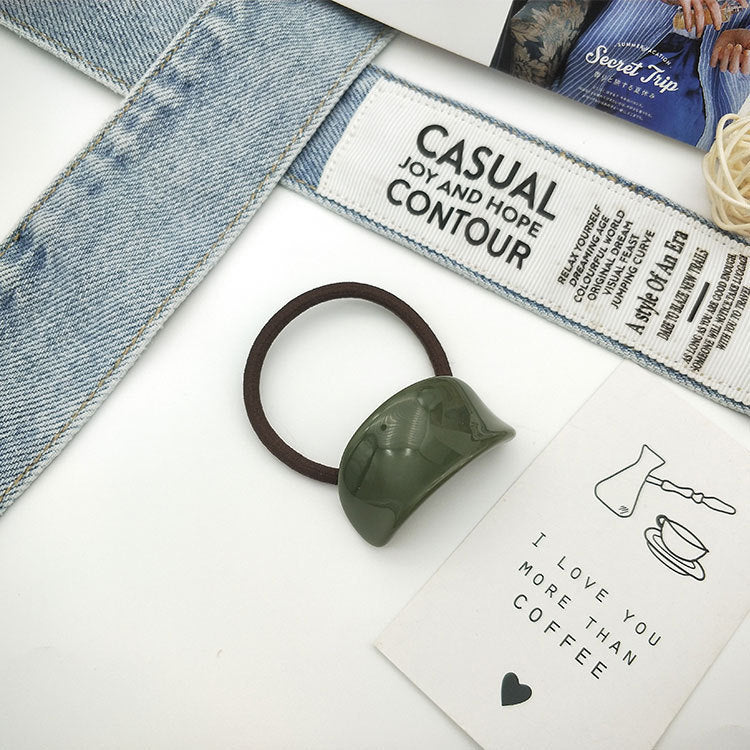 South Korea Fall And Winter Creative Niche Alloy Geometric Semi-arc Resin Hair Ring