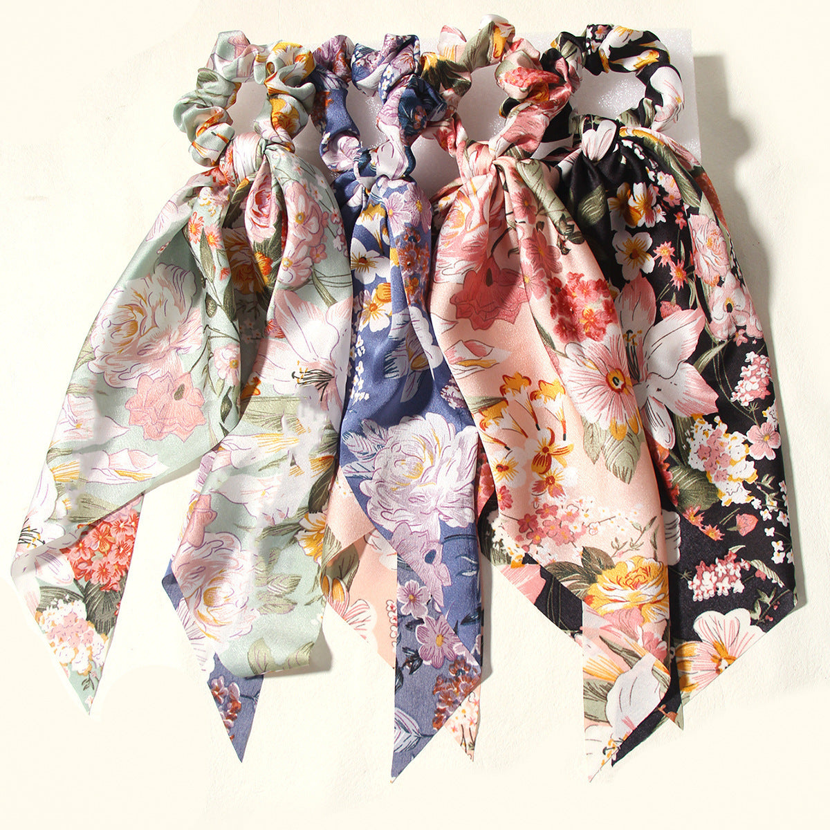 Summer Satin Printing Triangular Binder Large Intestine Hair Ring Hair Rope