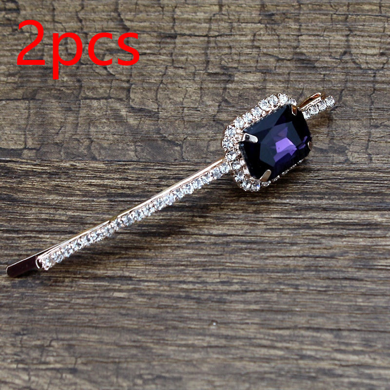 Square Rhinestone Bobby Pin Hair Clip Personality Side Clip Headdress