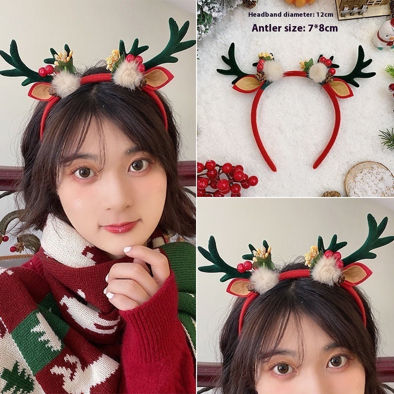 Christmas Mori Style Small Antlers Headband Hair Clip Headdress Dress Up Ornament