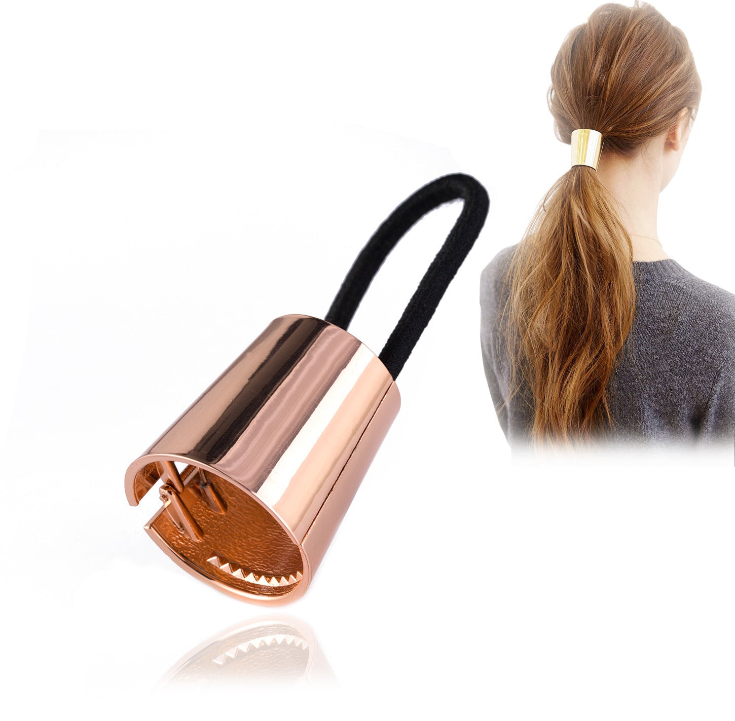 America metal buckle ring simple Ponytail Hair Elastic Alloy smooth big horn hair rope rope accessories