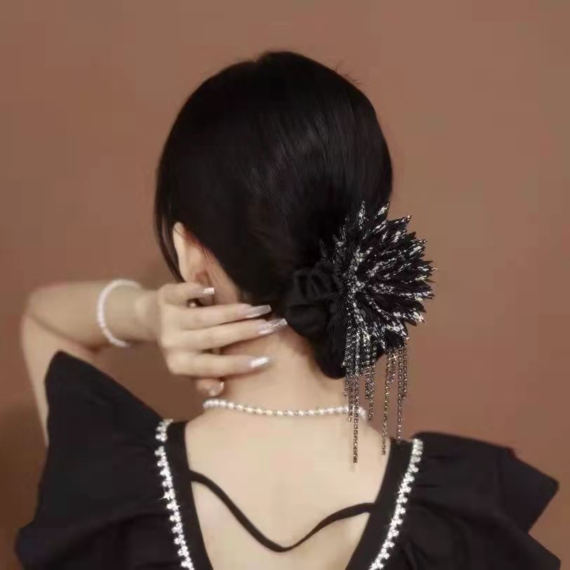 Best Organza High Elasticity Glitter Tassel Hair Ring