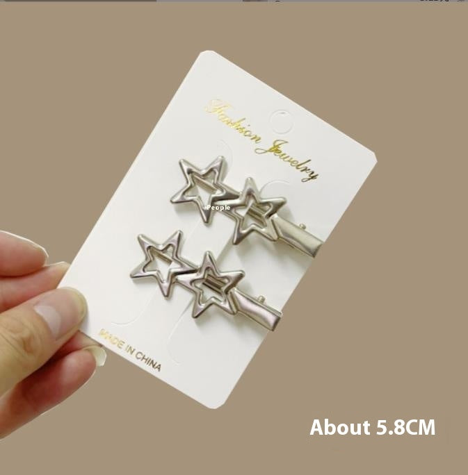 Japanese And Korean Simple Pentagram Barrettes Side
