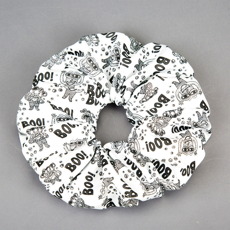 Halloween Series Cartoon Printed Wide-brimmed Pleated Hair Ring
