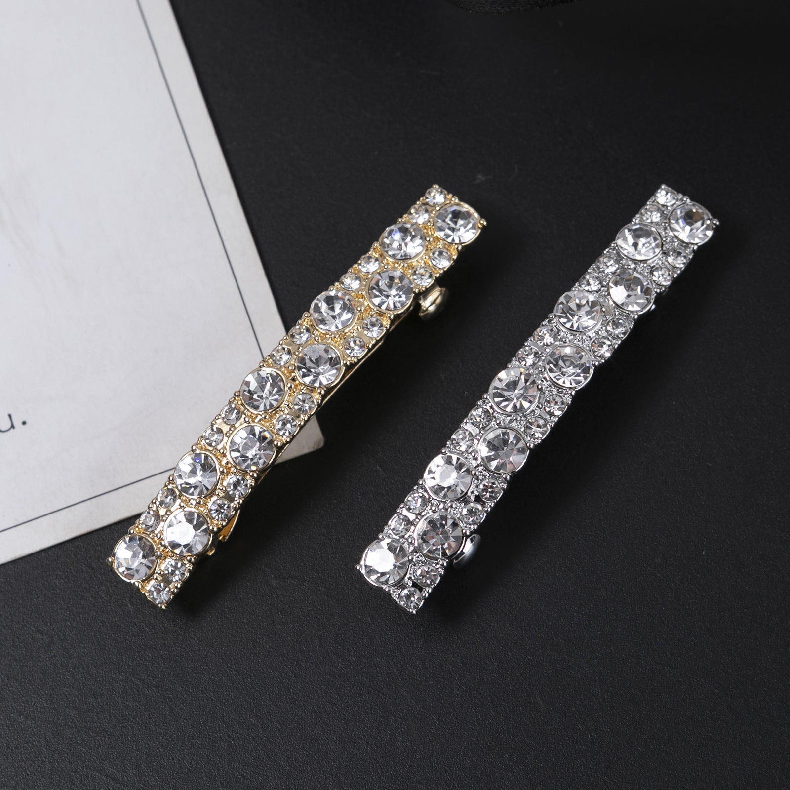 European-style Diamond Shiny Rectangular Strip Barrettes