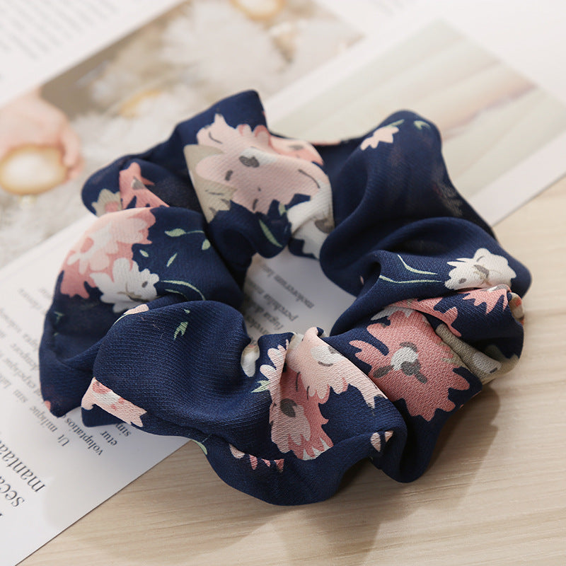 Floral Flamingo Large Intestine Hair Ring Cloth Headdress Flower Chiffon