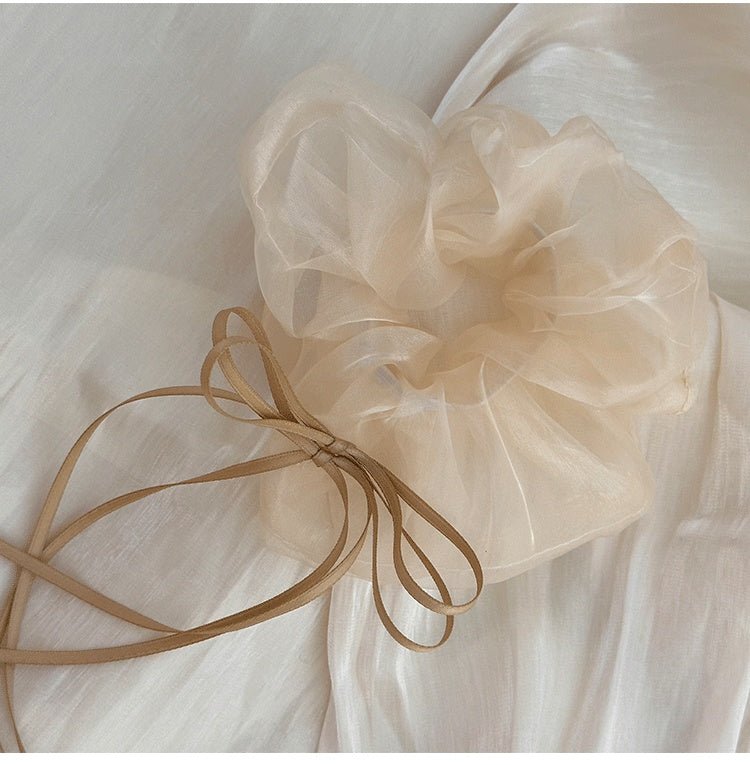 Female Ribbon Seersucker Ballet Style Bowknot Hair Ring