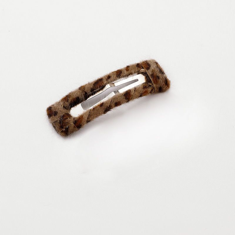 Leopard Print Plush BB Clip Side Cropped Hair Clip Versatile