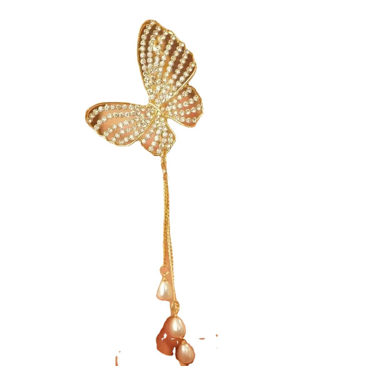 Best Super Fairy Butterfly Diamond Tassel Horsetail Hair Clip