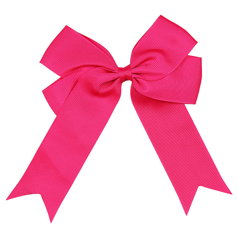 Handmade Long Floating Tail Solid Color Bow Children Barrettes