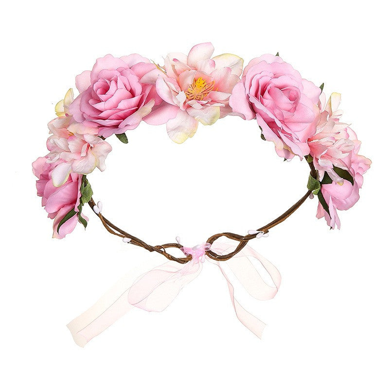 Best Fabric Colorful Rose Flower Garland Hair Accessories