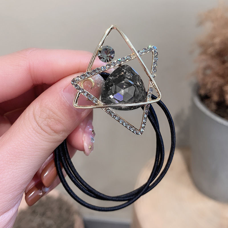 Geometric Rhinestone Hair Rope Super Flash Hair Ring