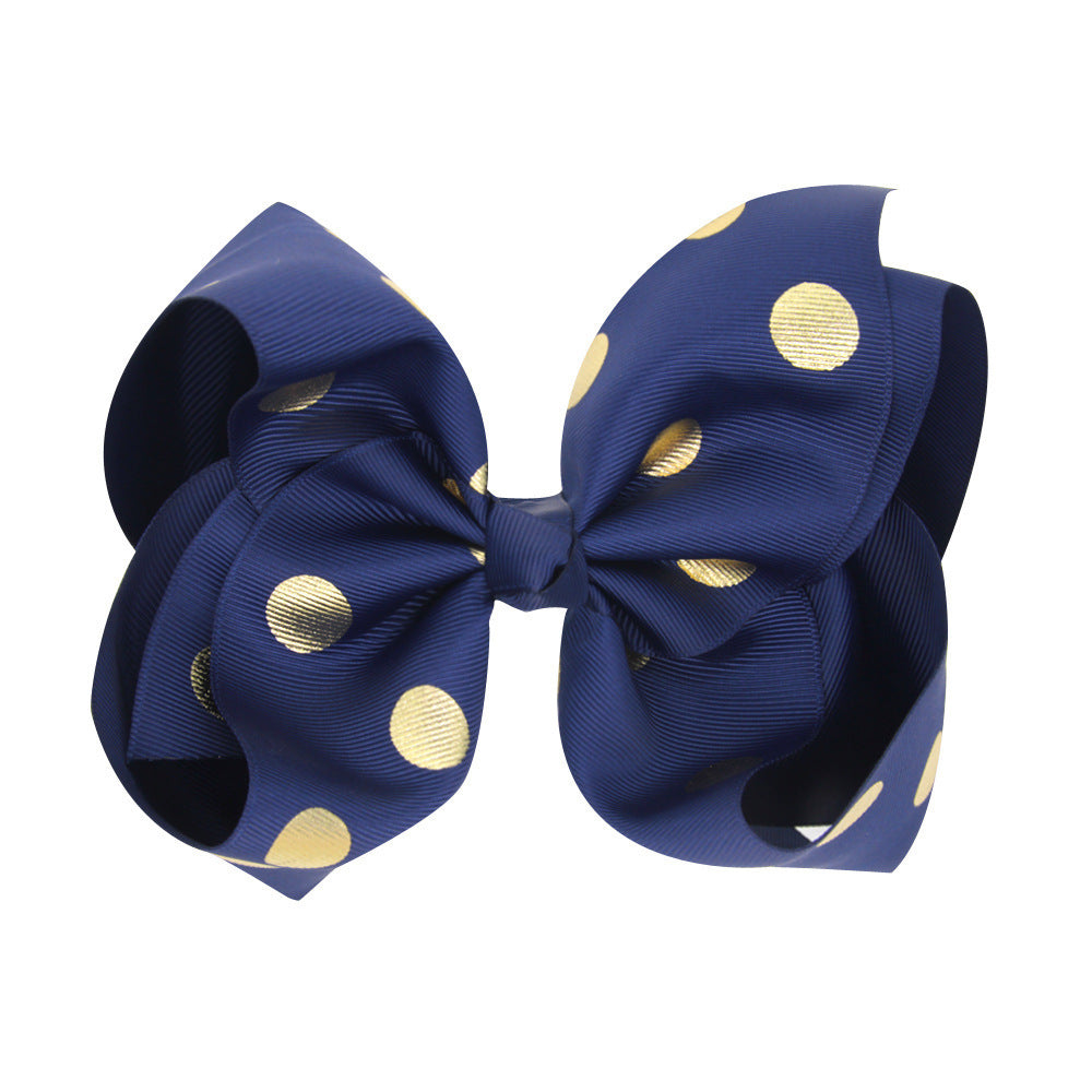 8 Inch Large Bronzing Dot Bow Hair Clip