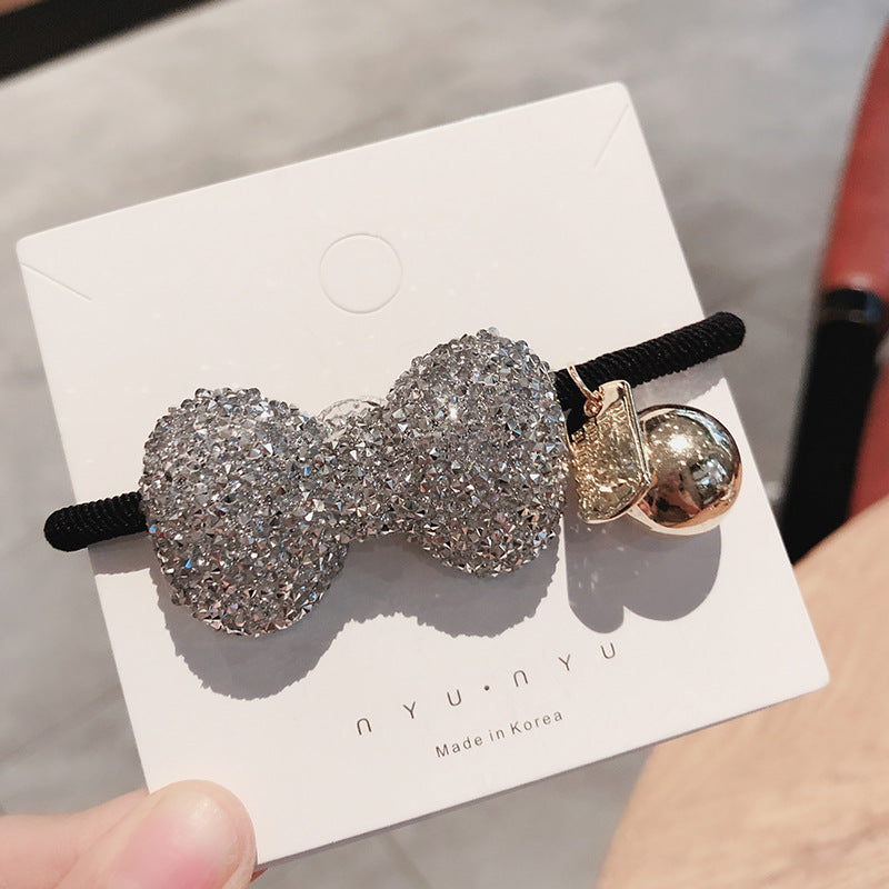 The Same  Bow Hair RopeNet Red Girl Hair Ring, All-match Rubber Band Ball Head Rope